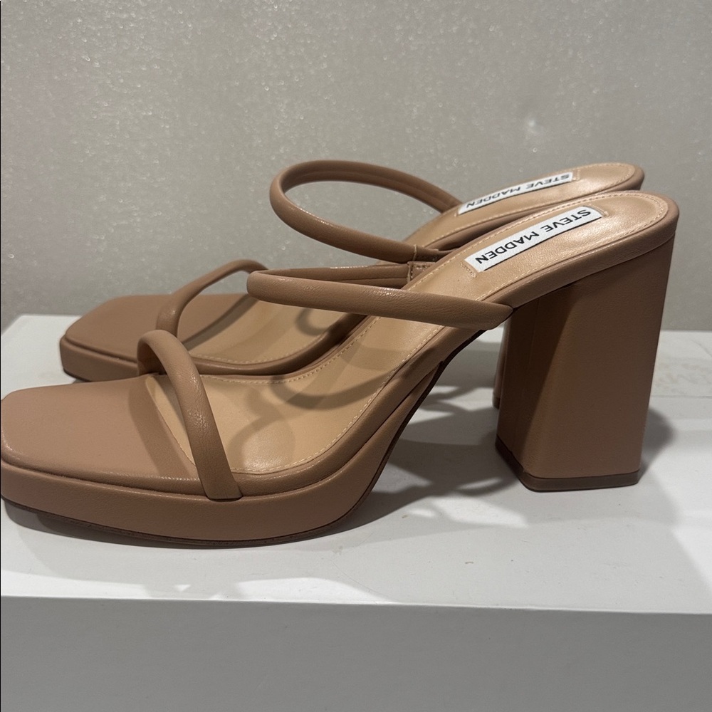 Steve Madden Tan Strappy Heels - Picture 3 of 7